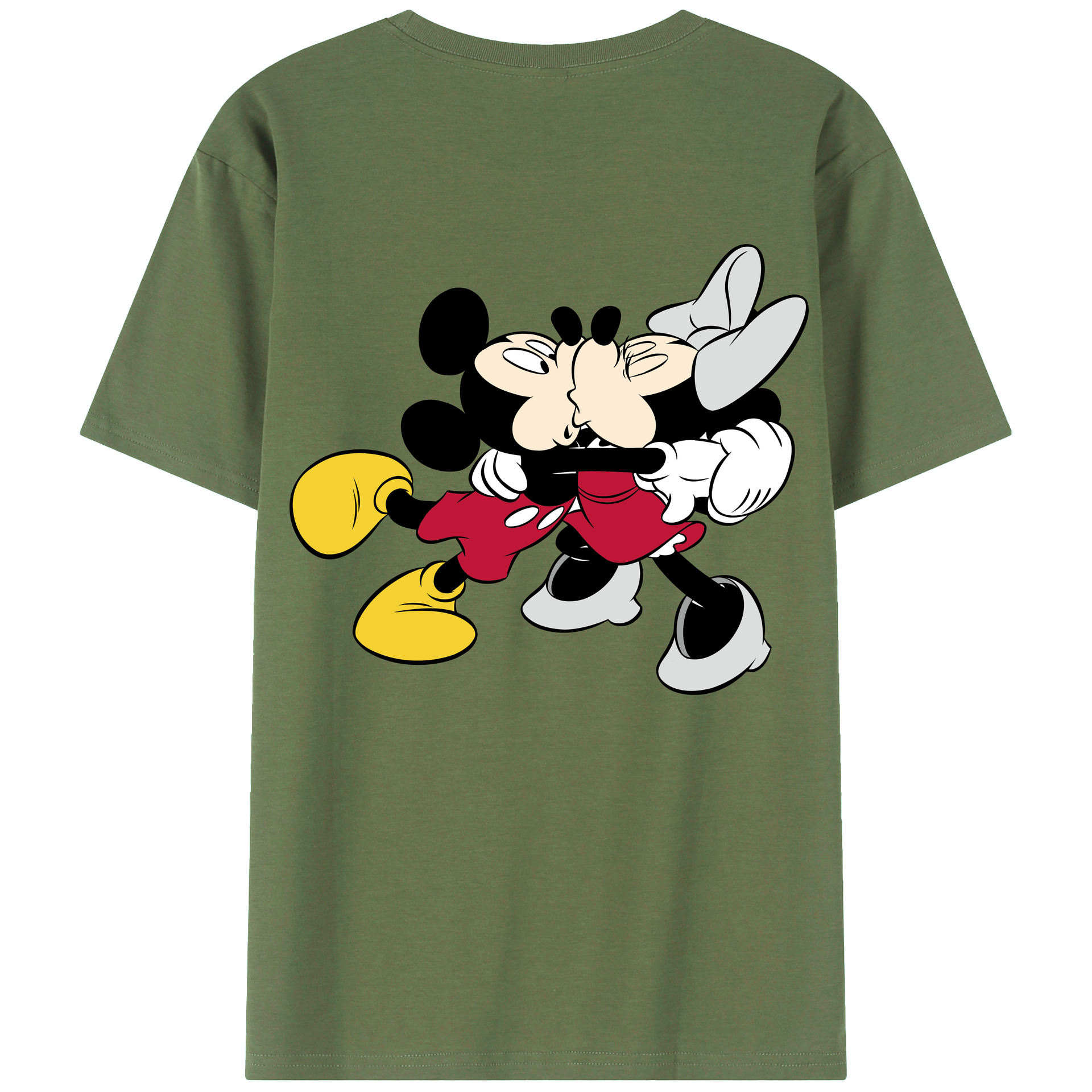 ミッキーマウス Mickey Mouse 綿100％ メンズ半袖Tシャツ（バックプリント） 通気性